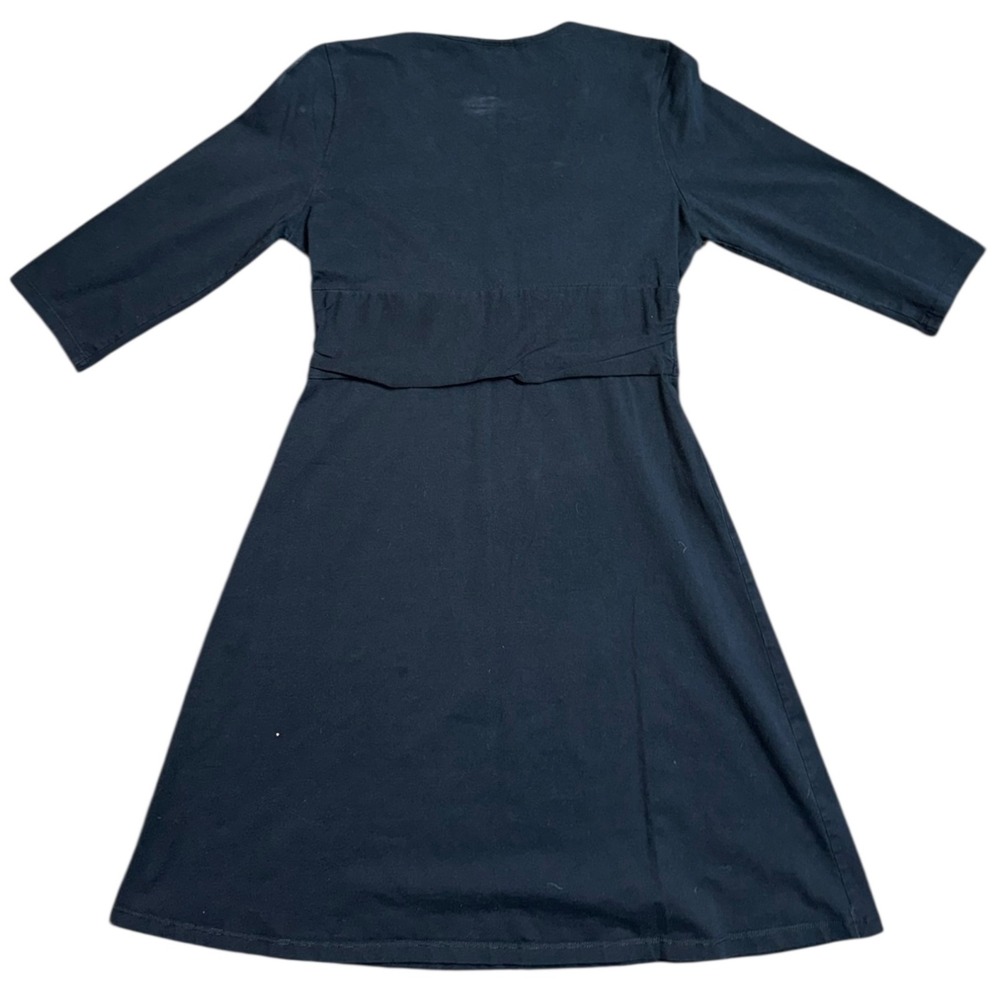 Patagonia Black‎ Organic Cotton Dress Womens Size L 3/4 Sleeve Midi - Picture 2 of 8